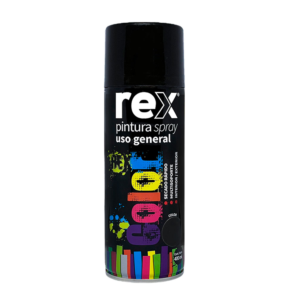 Spray Rex Negro Brillante Pintura spray Rex negro brillante 400 ml uso general