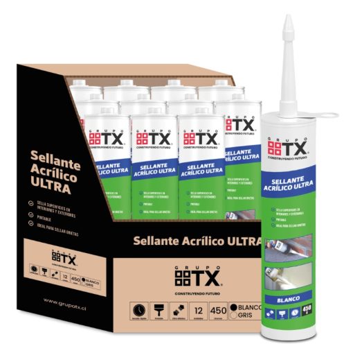 SELLANTE ACRÍLICO ULTRA Sellador Multiuso Pintable Grupo TX. Pack 12 unidades