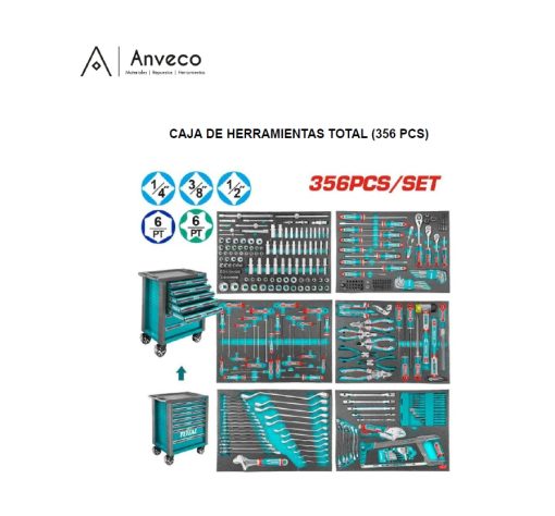 CAJA DE HERRAMIENTAS TOTAL 356 PCS Carro Organizador de Taller.
